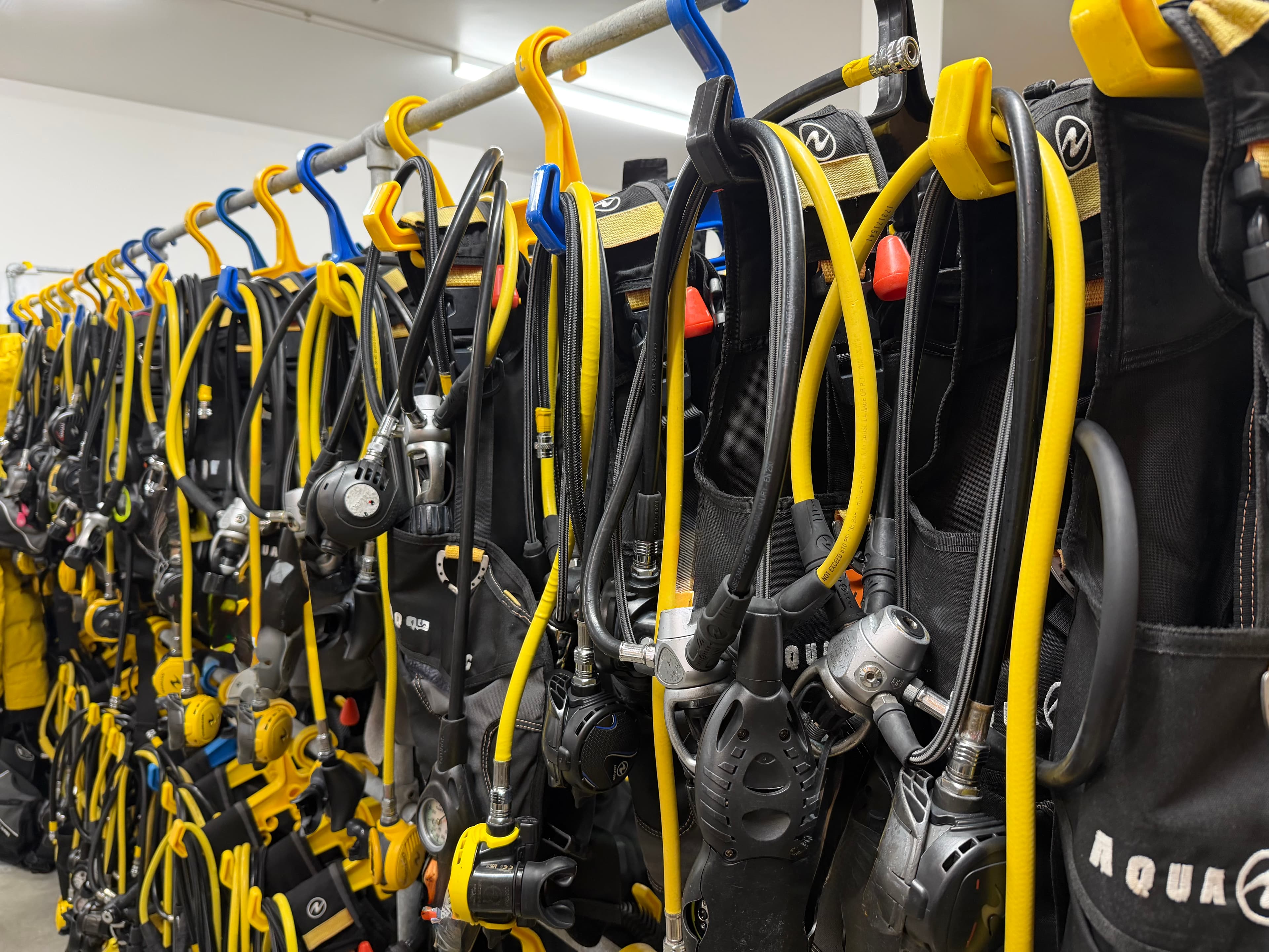 BCD and regulator sets hanging on a gear rack